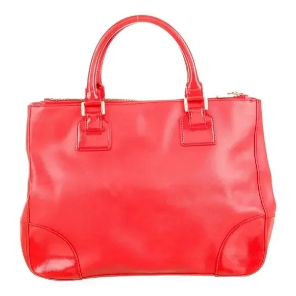 Tory Burch RED Robinson Double Zip Tote with cross body EUC - Picture 4 of 15